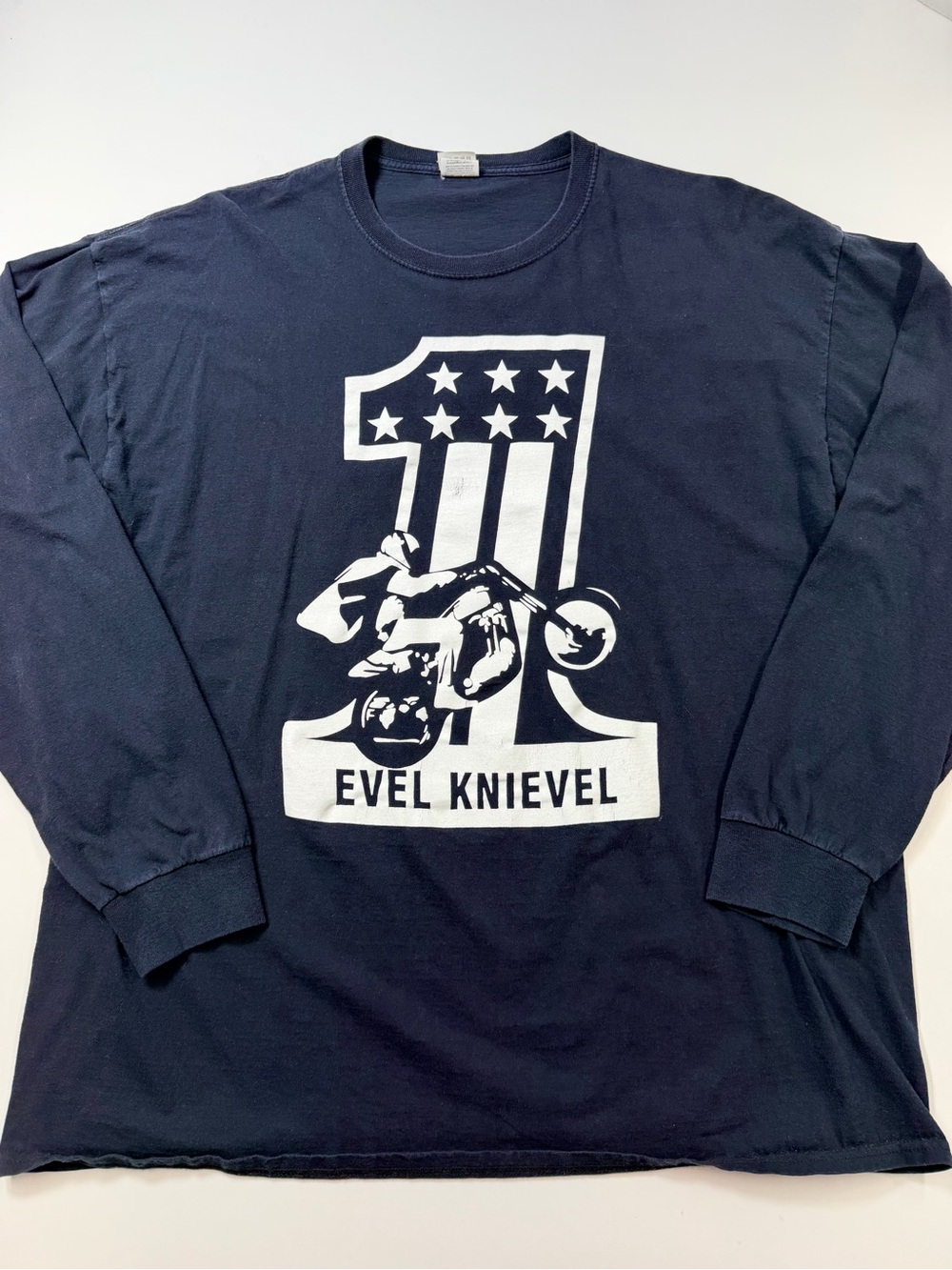 Evel Knievel Graphic Long Sleeve Shirt - Navy